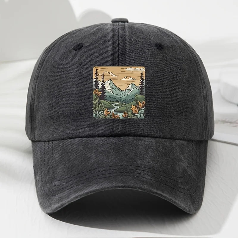Retro Landscape Print Outdoor Baseball Cap