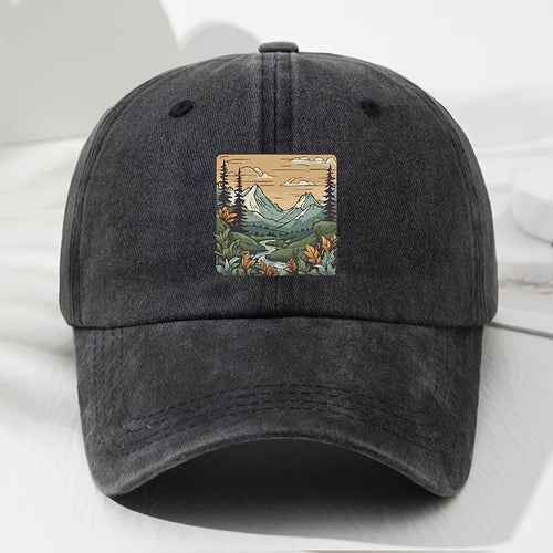 Retro Landscape Print Outdoor Baseball Cap
