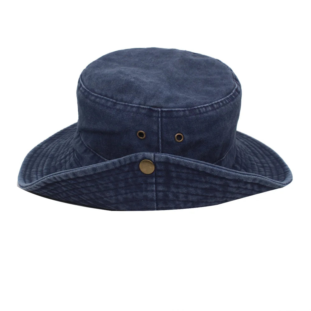 Wide Brim Washed Cotton Outdoor Bucket Hat