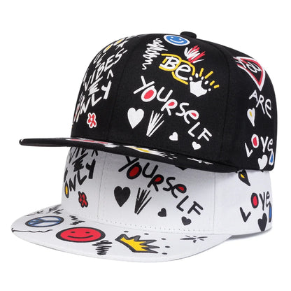 Smiling Graffiti Print Hip Hop Cap