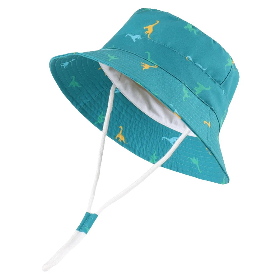 Kids Dinosaur Wide Brim Cotton Sun Bucket Hat