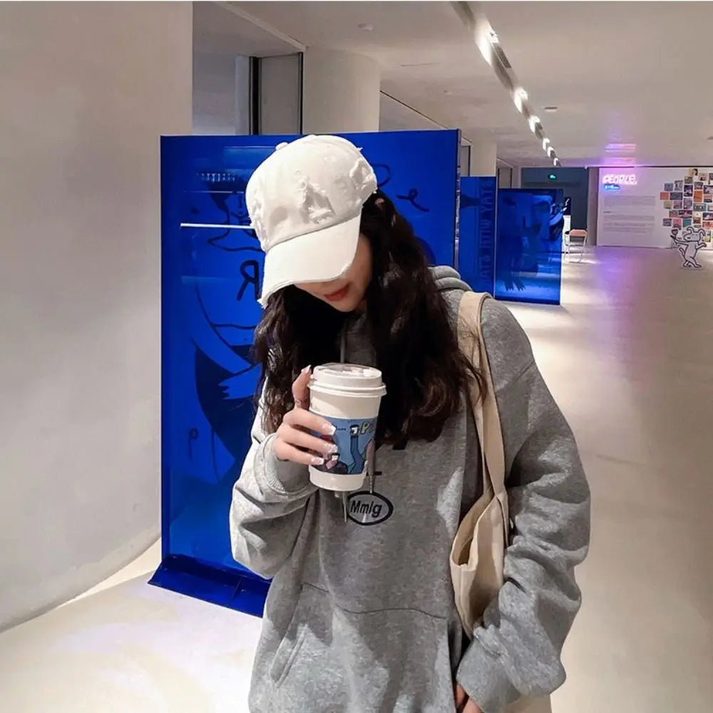 Trendy Worn Hole Letter Streetwear Baseball Cap