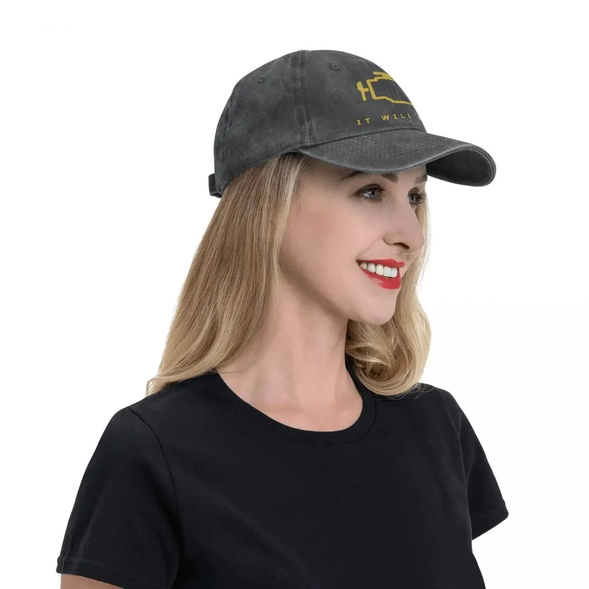Mechanic Check Engine Light Washed Baseball Cap