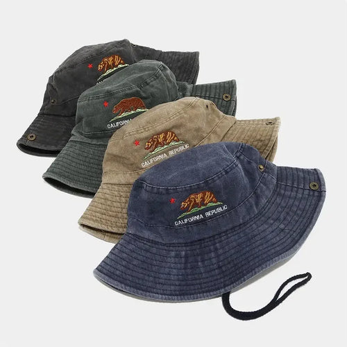 Autumn Cotton Embroidered Outdoor Travel Bucket Hat