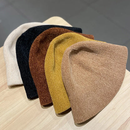 Chenille Knitted Warm Winter Bucket Hat