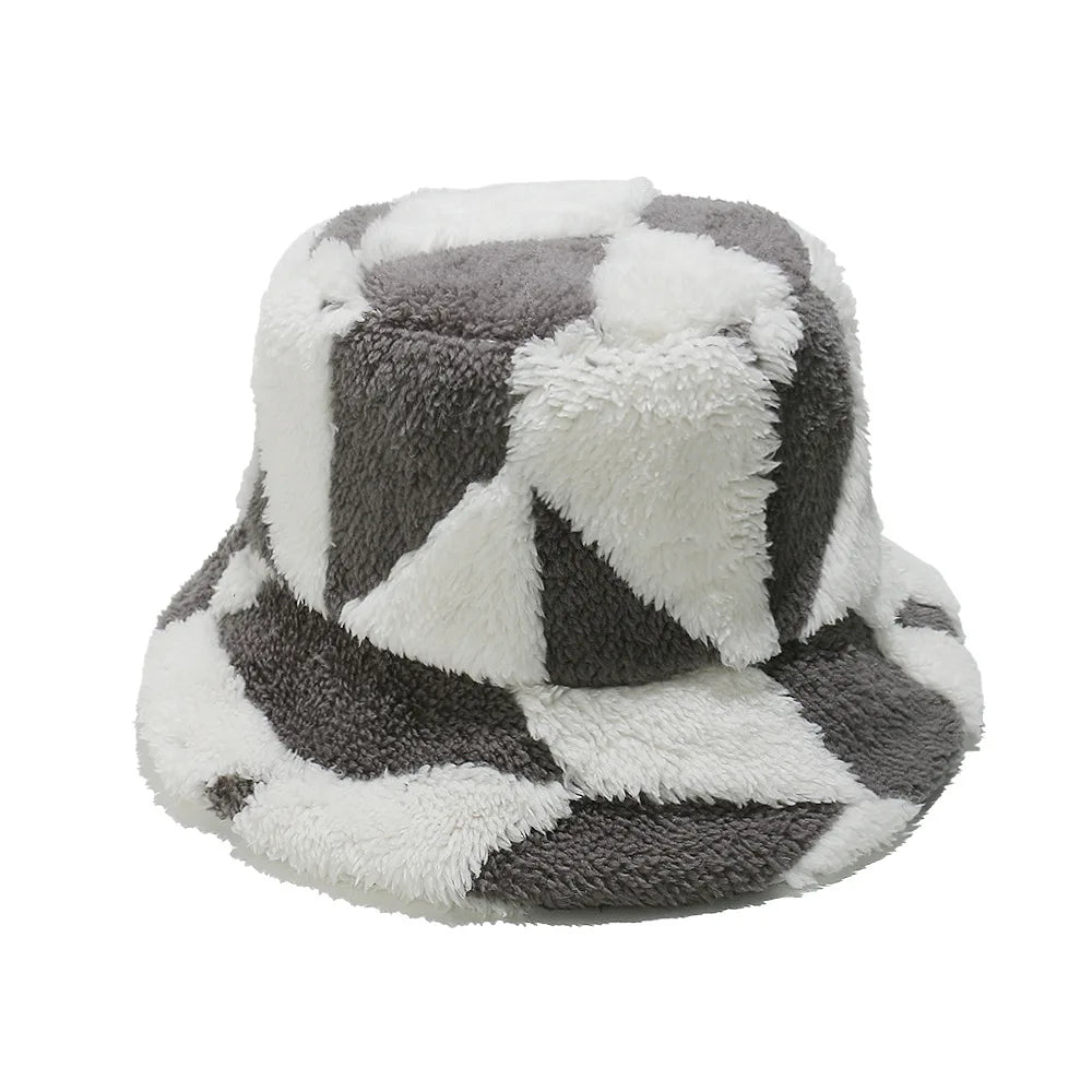 Women Faux Fur Winter Bucket Hat