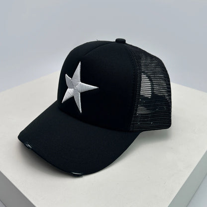 Five Pointed Star Embroidered Color Block Baseball Hat