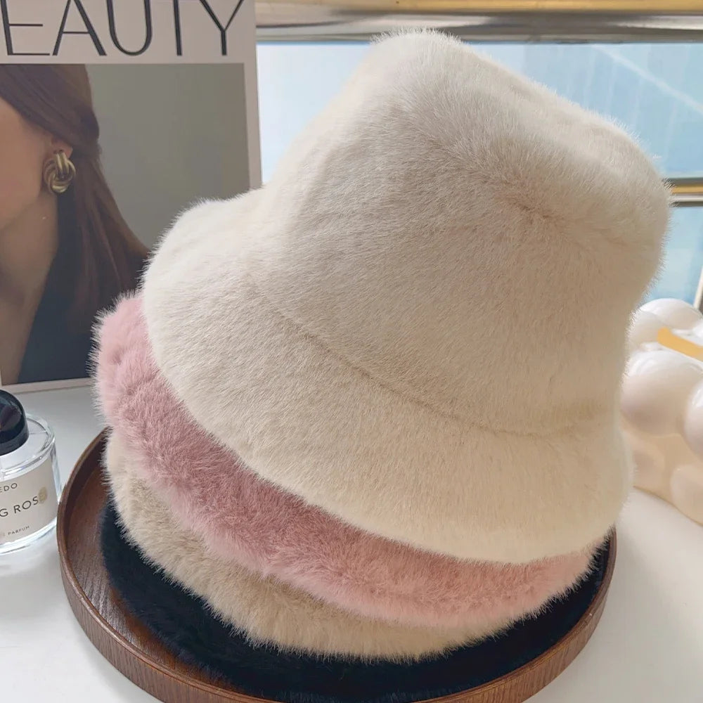 Fluffy Faux Fur Winter Bucket Hat