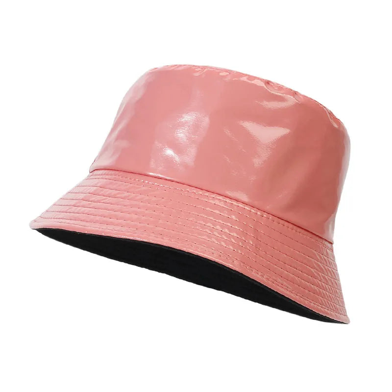 Shiny PU Leather Hip-Hop Bucket Hat