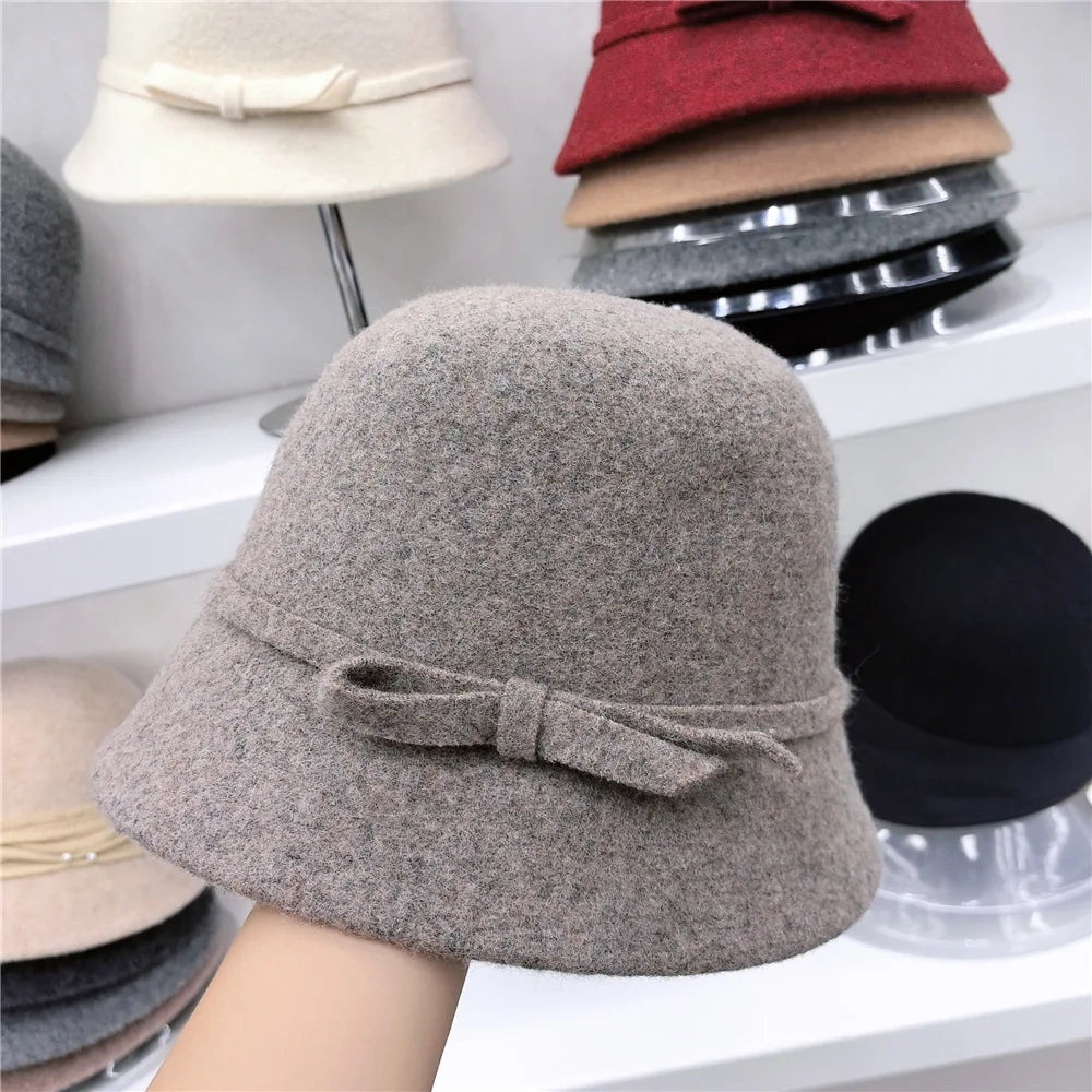 Women's Retro Wool Butterfly Bucket Hat