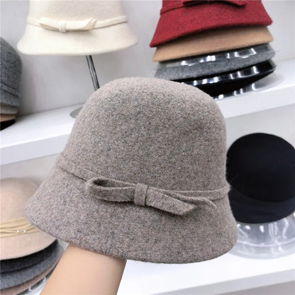 Women's Retro Wool Butterfly Bucket Hat