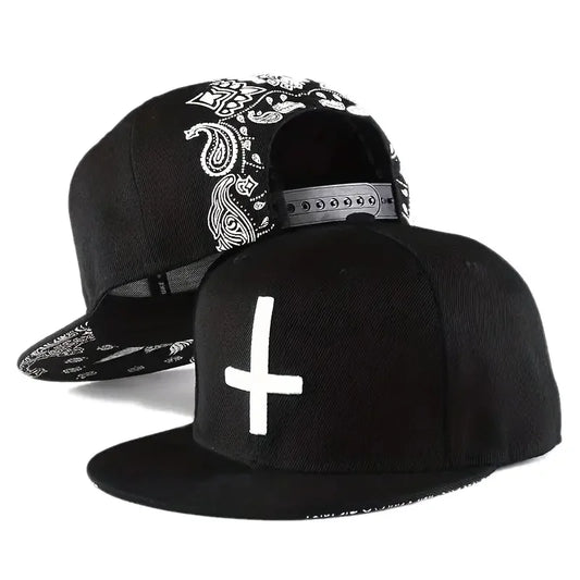 Unisex Flat Cross Embroidery Hip-hop Hats