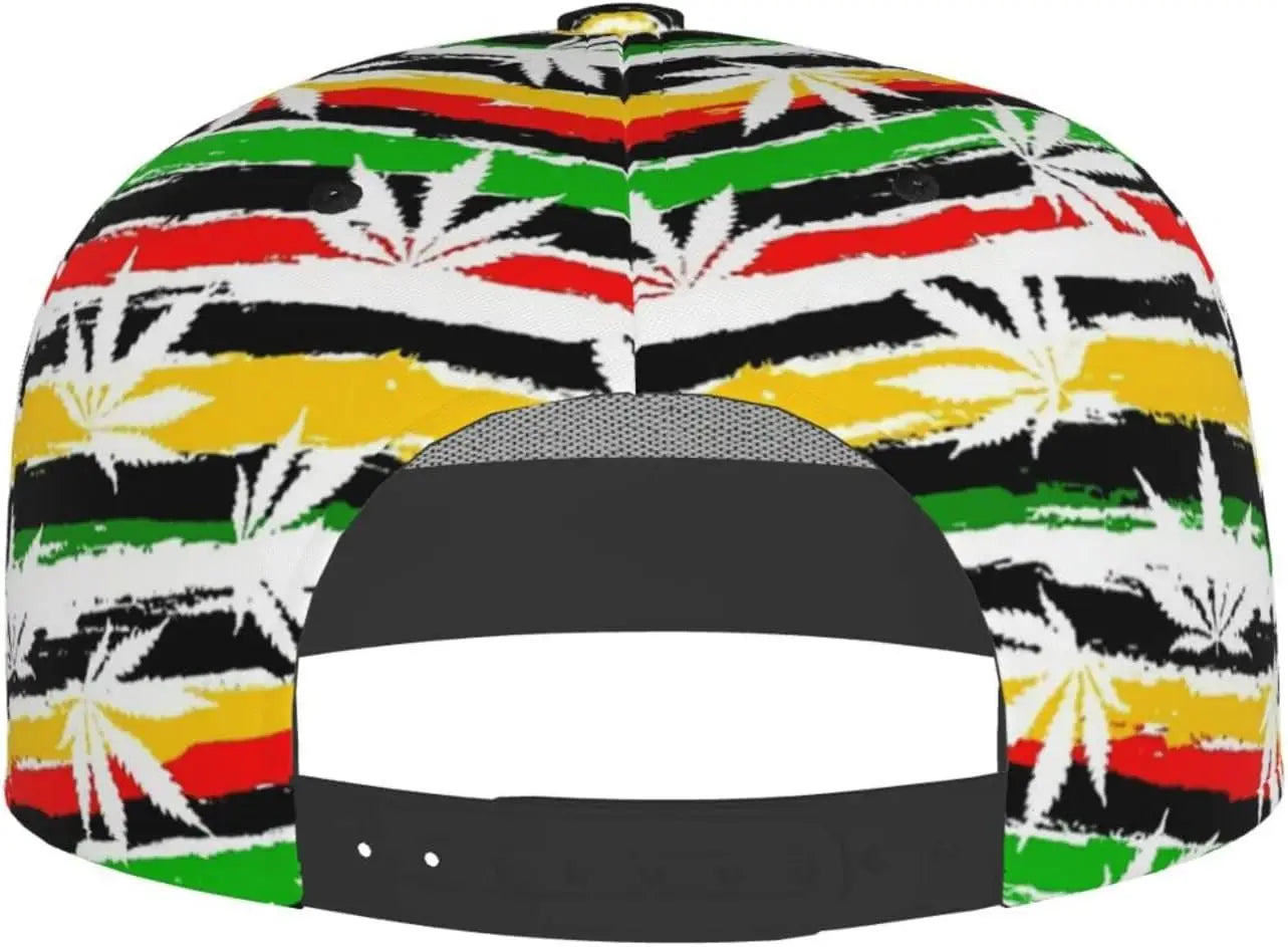 Jamaican Flag Adjustable Flat Bill Baseball Hat