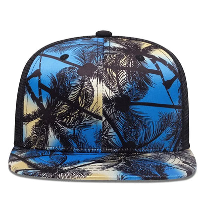 Blue Coconut Tree Snapback Hat Unisex