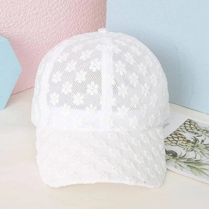 Lace Flower Rhinestone Baseball Cap