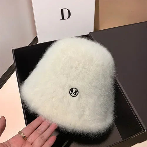 Cute Fleece Solid Color Winter Bucket Hat