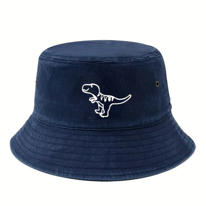 Retro Washed Dinosaur Print Fisherman Hat