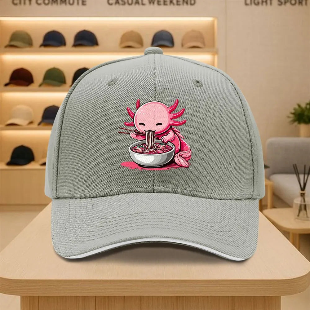 Cute Axolotl Eating Ramen Graphic Baseball Cap
