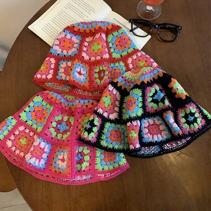 Japanese Color Matching Sweet Crochet Bucket Hat