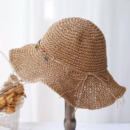 Multicolor Crochet Foldable Straw Bucket Hat