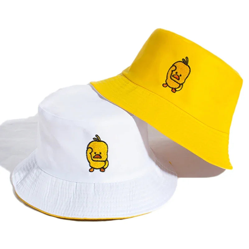 Reversible Duck Print Summer Travel Bucket Hat