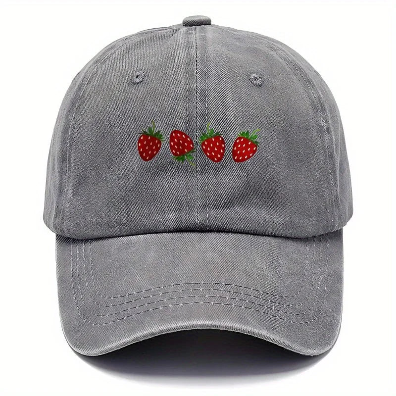 Strawberry Printed Adjustable Duckbill Baseball Hat