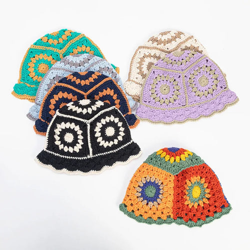 Hollow Crochet Knit Foldable Floppy Beach Bucket Hat