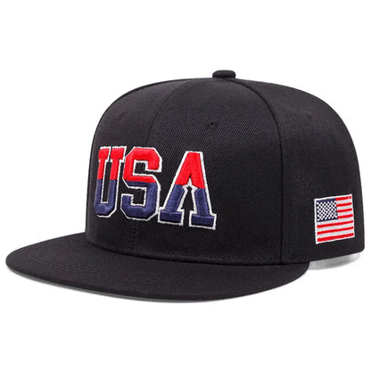 USA Embroidered Flat Brim Baseball Hat
