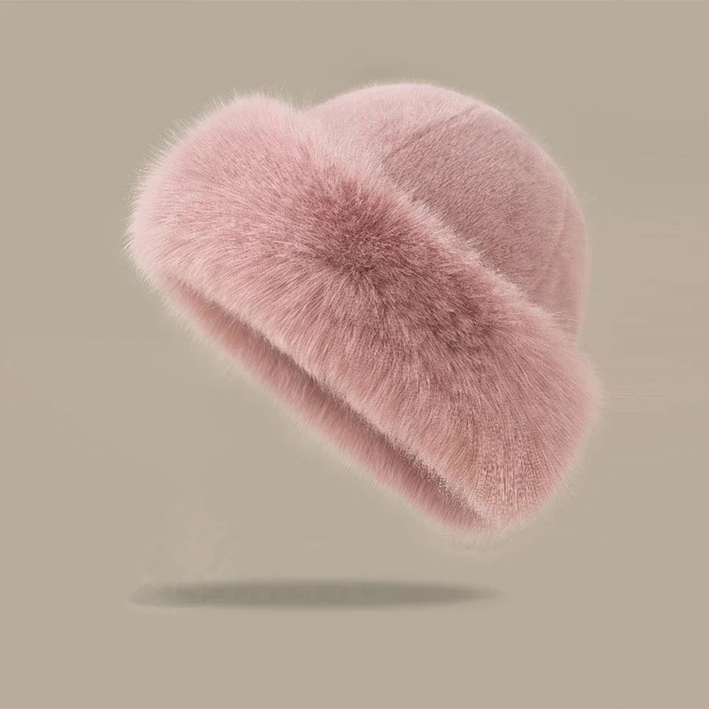 Fluffy Fur Winter Plush Bucket Hat