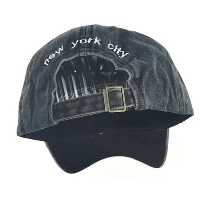 Unisex Vintage “New York” Embroidered Washed Baseball Cap