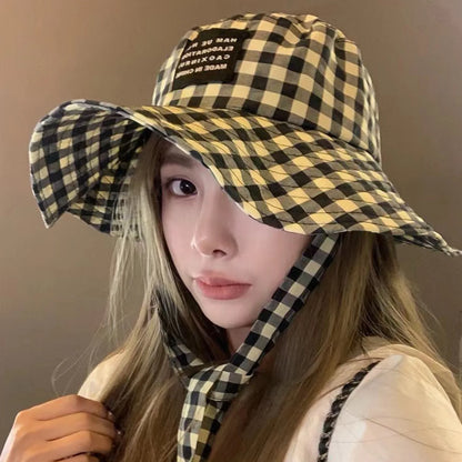 Breathable Grid Strap Summer Bucket Hat