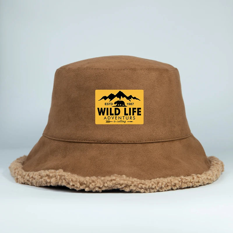 Winter Reversible Faux Suede Bucket Hat