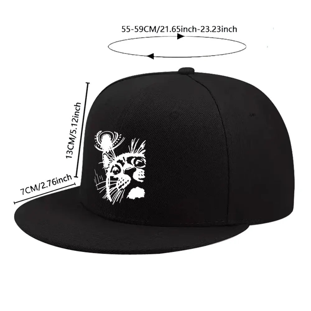 Abstract Cat Face Print Street Snapback Cap