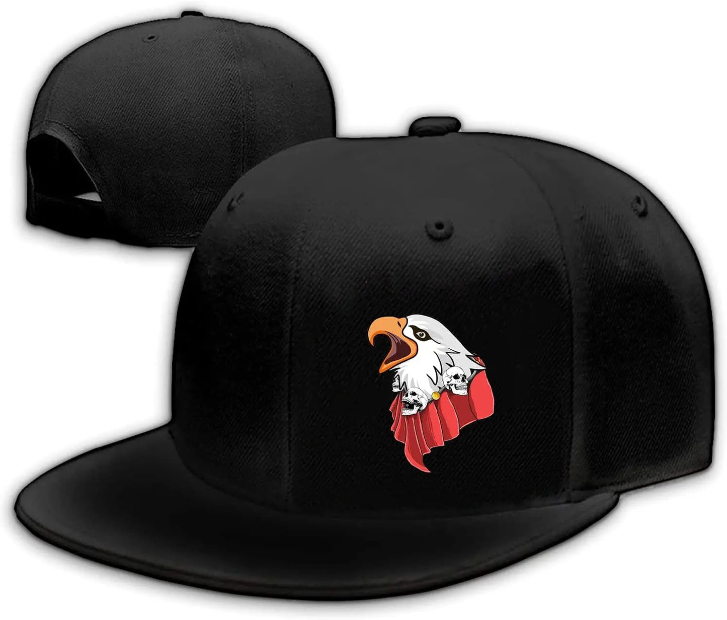 Eagle Skull Graphic Flat Bill Snapback Cap