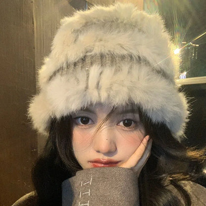 Women’s Faux Mink Plush Winter Bucket Hat