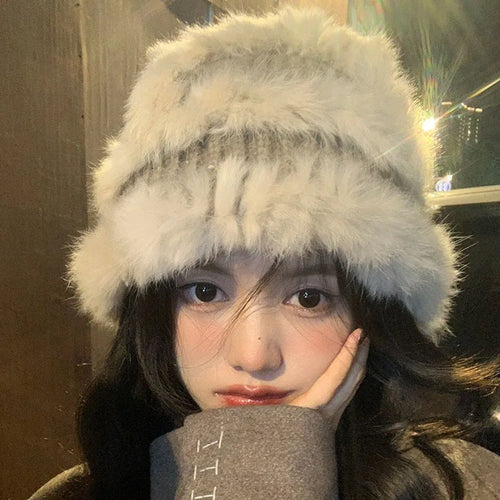 Women’s Faux Mink Plush Winter Bucket Hat