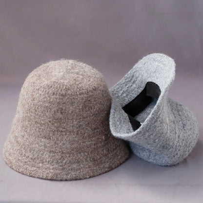 Y2K Wool Knitted Winter Bucket Hat