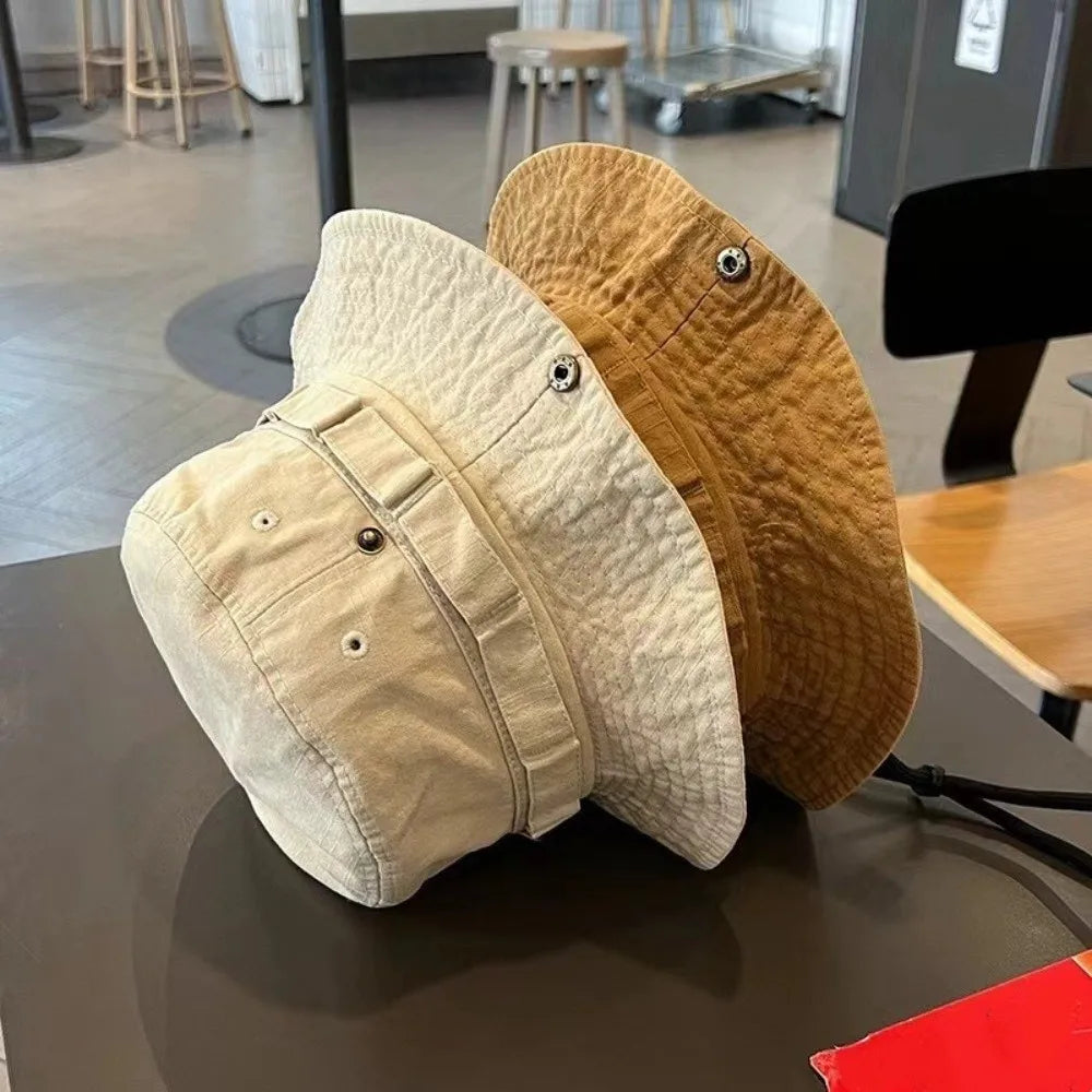 Fashion Mountain Embroidery Sun Protection Bucket Hat