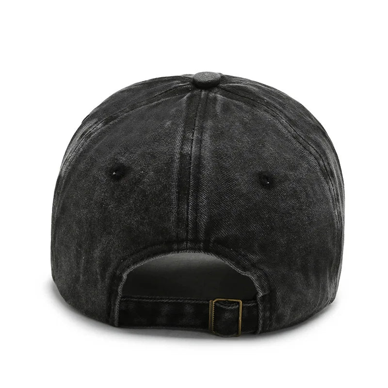 Sporty Cotton Washed Original Black Letter Embroidery Baseball Cap