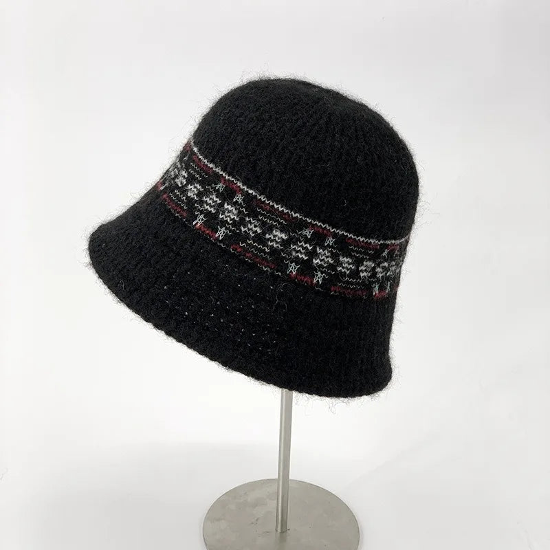 Fair Isle Knit Wool Bucket Hat