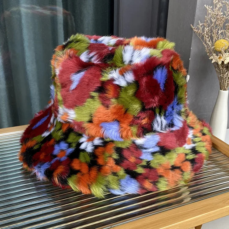 Korean Faux Fur Long Hair Winter Bucket Hat