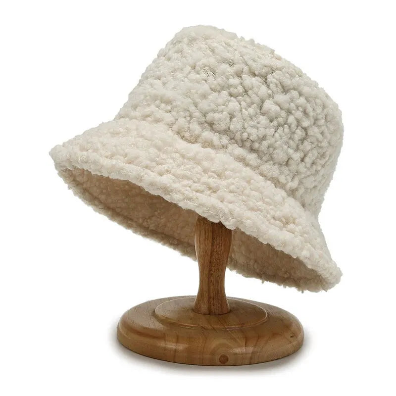 Harajuku Lamb Wool Winter Bucket Hat