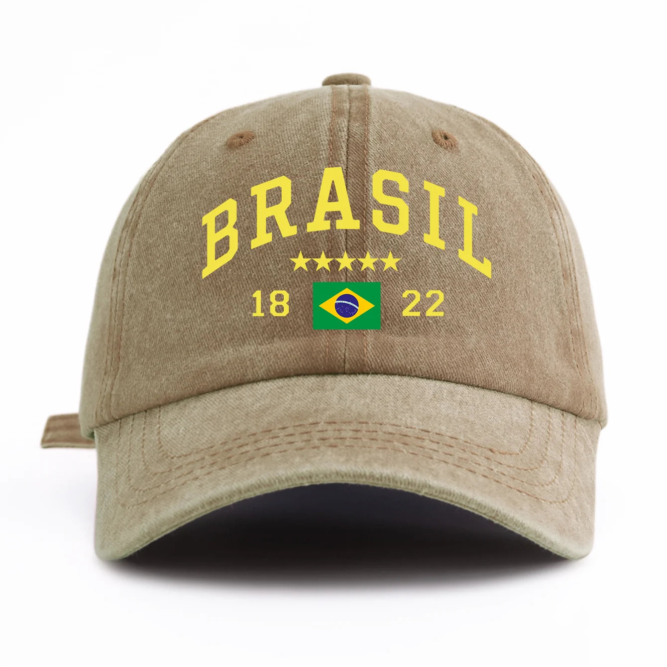 Brasil Print Washed Retro Baseball Cap