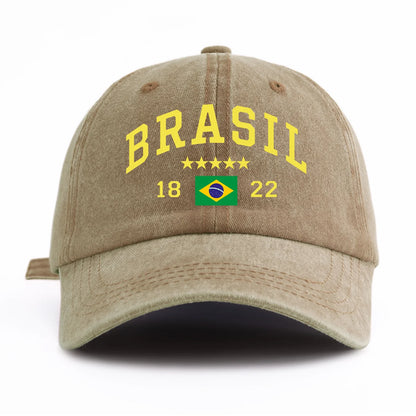 Brasil Print Washed Retro Baseball Cap