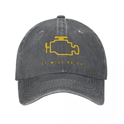 Mechanic Check Engine Light Washed Baseball Cap