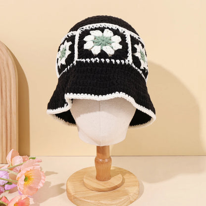 Korean Crochet Flower Knit Bucket Hat