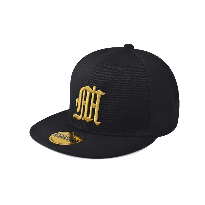 Unisex HH Letter Embroidery Flat Brim Hip Hop Cap