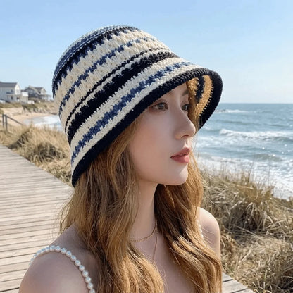 Foldable Colorful Breathable Hollow Knitted Bucket Hat