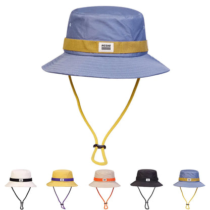 NGSHE Embroidered Drawstring Bucket Hat