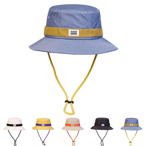 NGSHE Embroidered Drawstring Bucket Hat